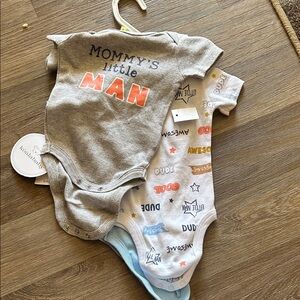 Gray and Blue Baby Bodysuit Set